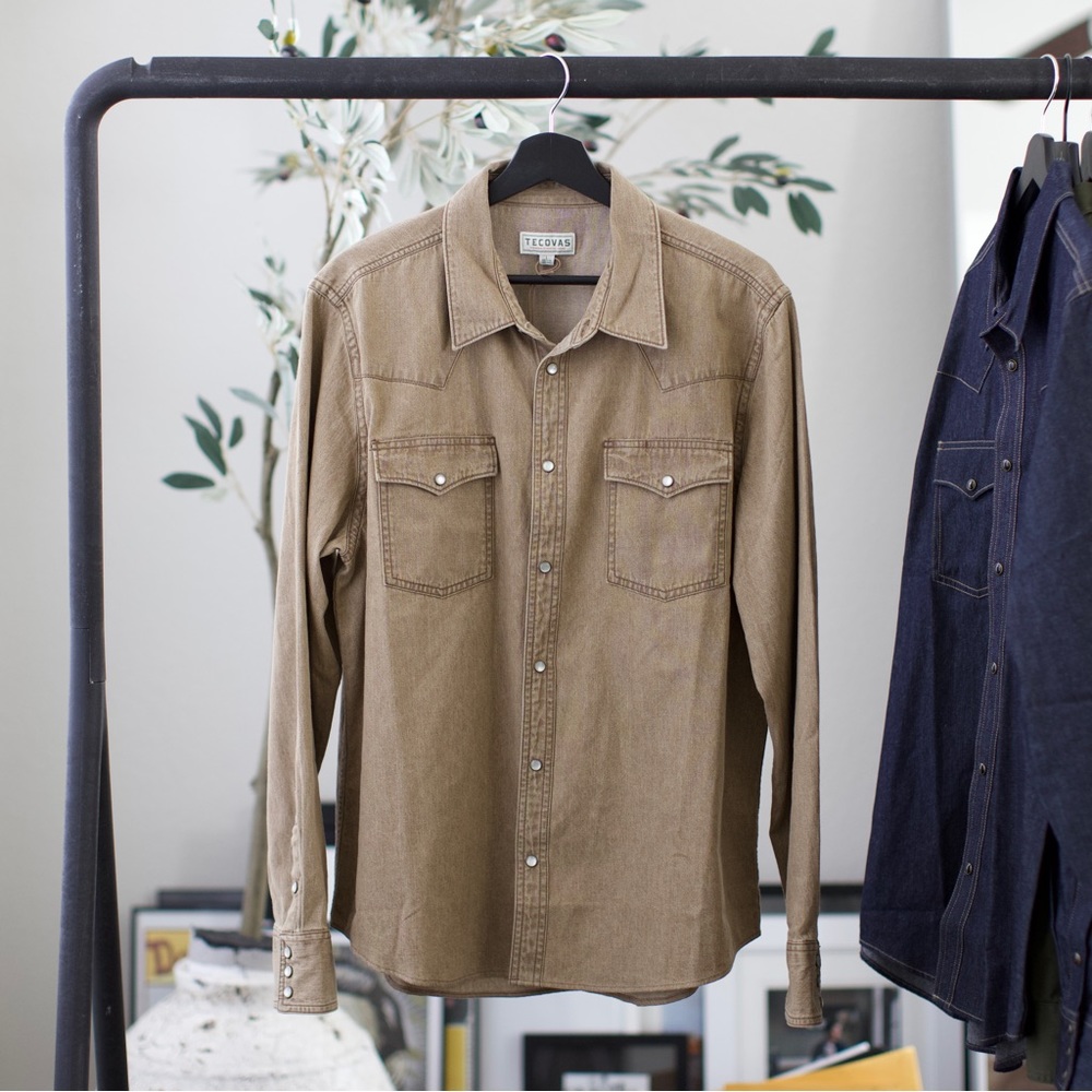 Mens Tecovas Tan Western shirt L